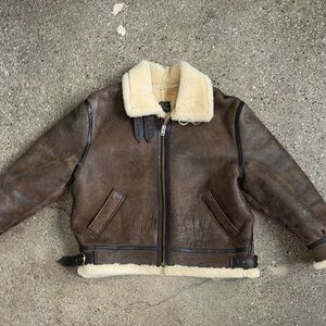 Vintage B-3 classic WWII sheepskin leather Bomber jacket